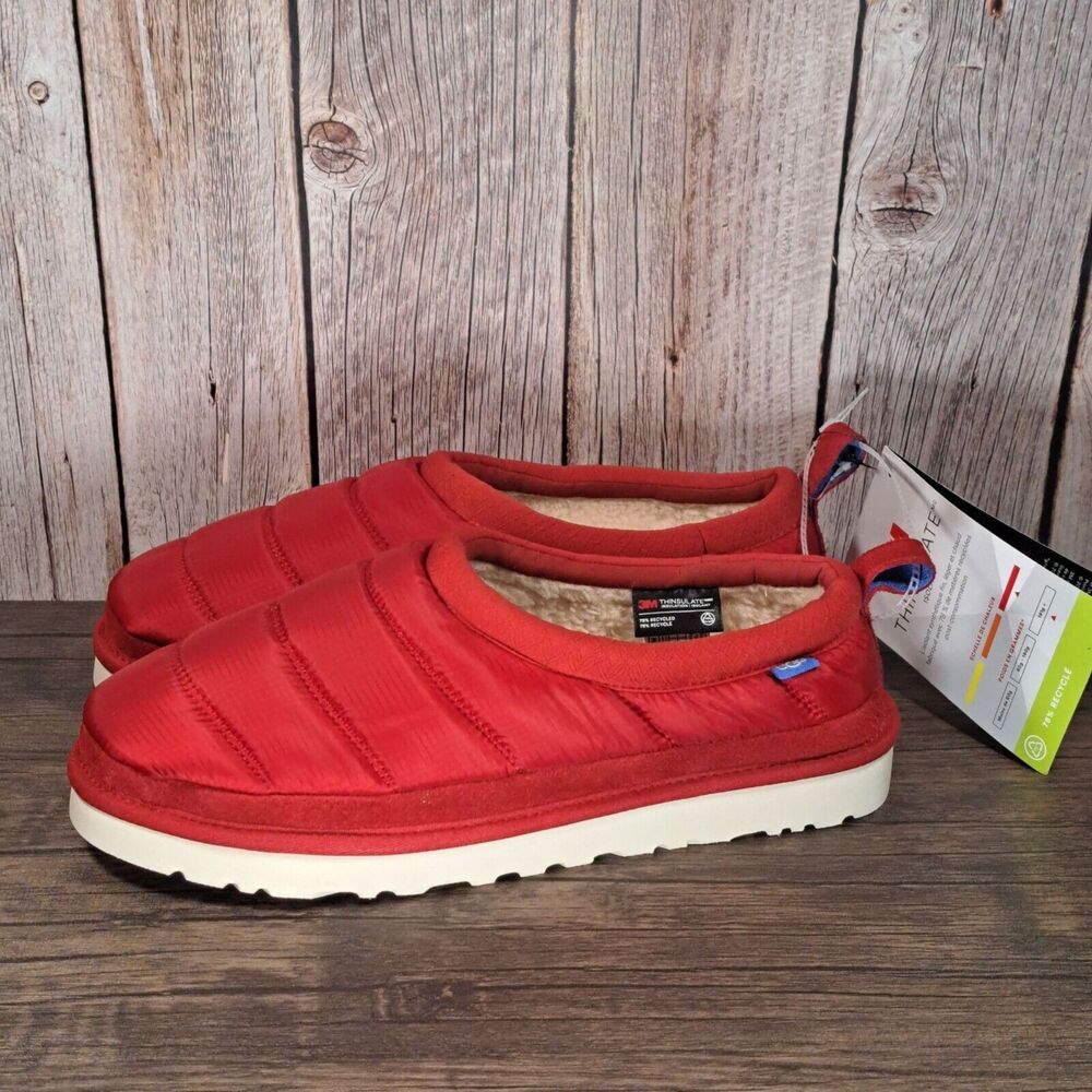 UGG Tasman LTA Red Nylon 3M Slip on Loafer Faux Fur Lined Men's Size 10 (NWOB)
